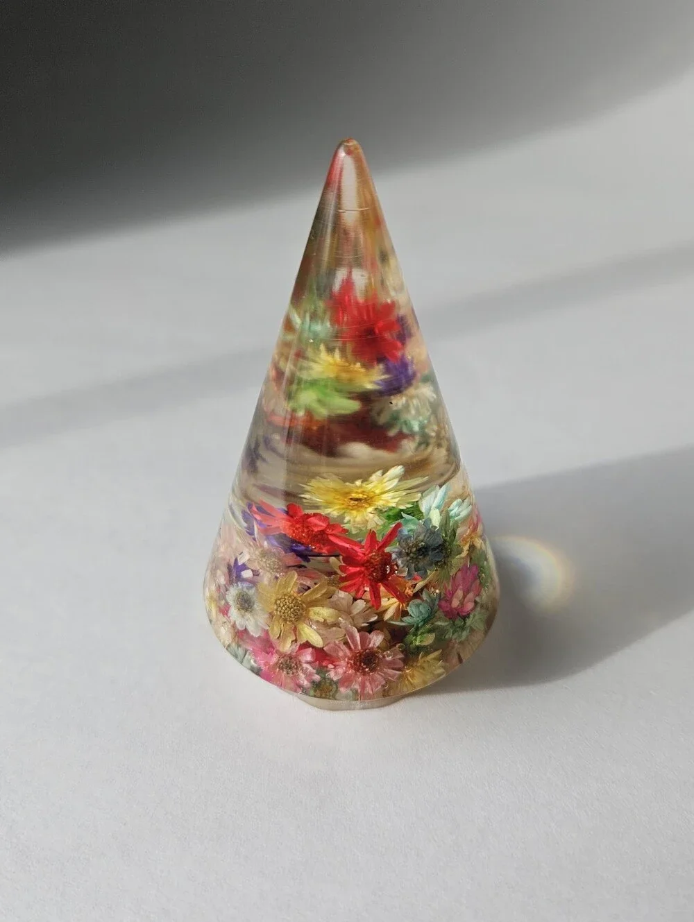 Handmade Rainbow Floral Resin Ring Holder Cottagecore Fairy Decor Jewelry Displa